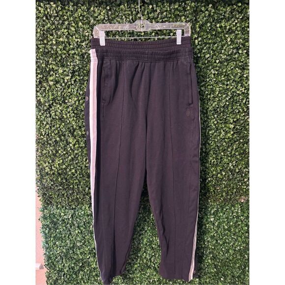 Free People Baby Got Track Black and Blue Pull Away Sweatpants Sz Medium High Wa - Picture 2 of 6
